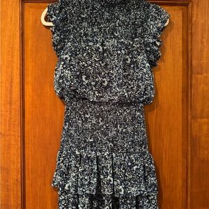 Aqua Blue and White Textured Dress NWOT